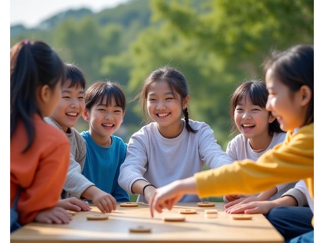 International students happily participating in a traditional Korean game