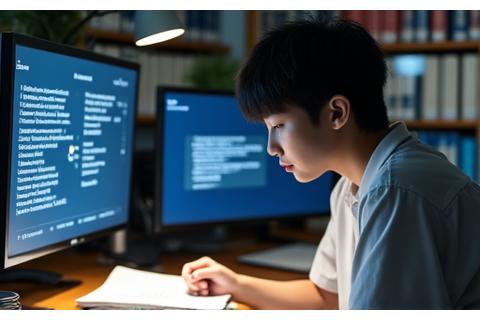 A student reading a textbook with Korean academic terms highlighted