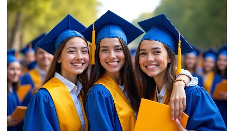 Group of happy international students celebrating their academic achievements