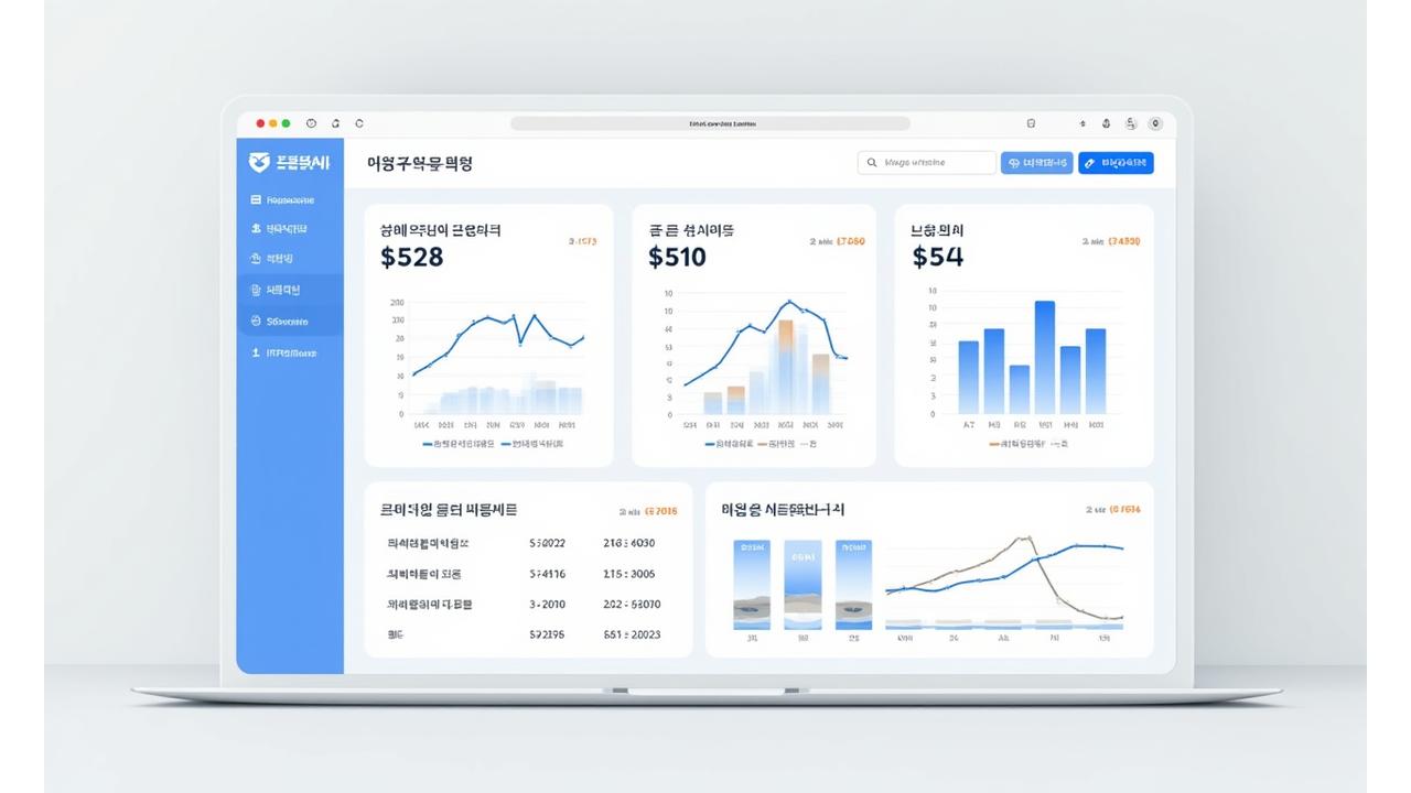 Geumchon Edu-Bridge 플랫폼의 통계 대시보드 화면. 학생 참여율, 학습 완료율, 평균 성적 향상률 등을 보여주는 그래프와 수치 데이터가 시각적으로 표시되어 있습니다.
