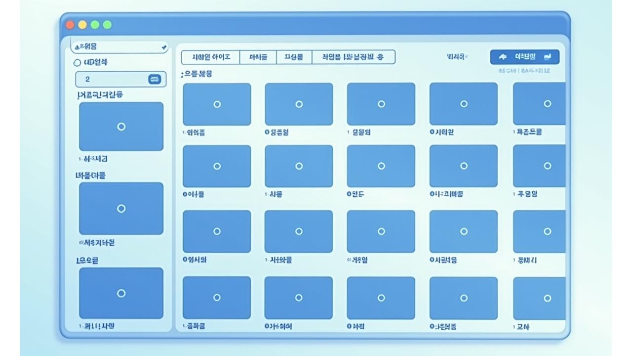 Geumchon Edu-Bridge 녹화 강의 라이브러리 인터페이스. 과목별, 학년별 필터, 검색 창, 다양한 강의 썸네일들이 정렬되어 있으며, 재생 버튼과 북마크 아이콘이 보입니다.