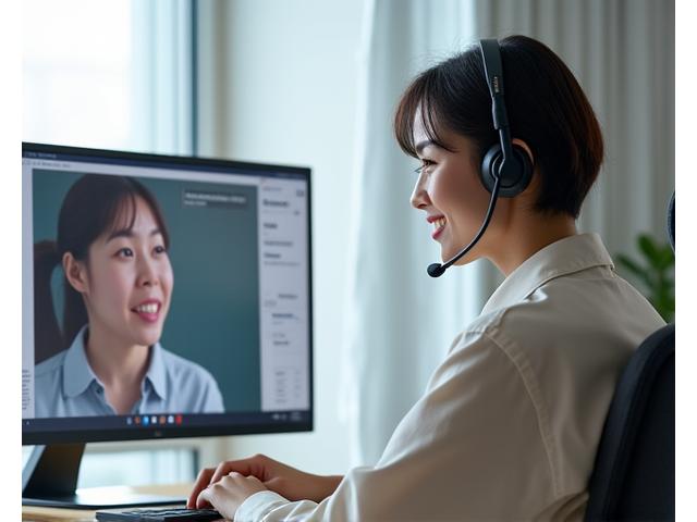 기술 지원 담당자와 상담하는 학교 관계자 이미지